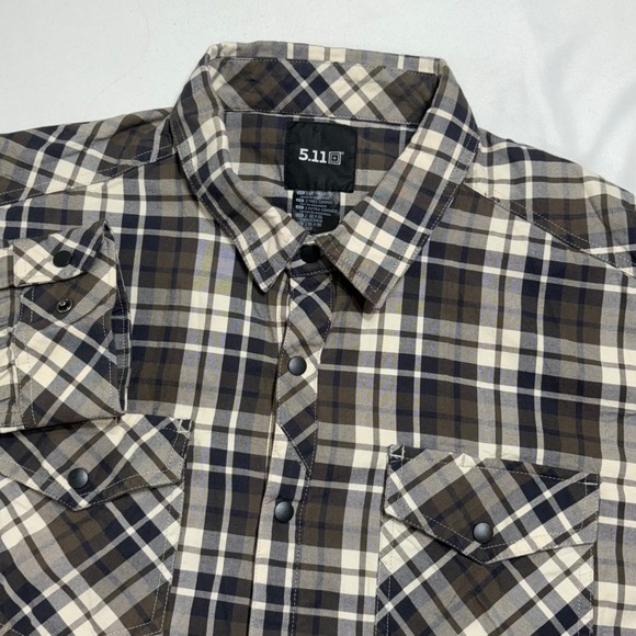 5.11 Tactical Other - 5.11 Tactical Shirt Mens 2XL Brown Gunner Plaid Snap Front Utility Workwear